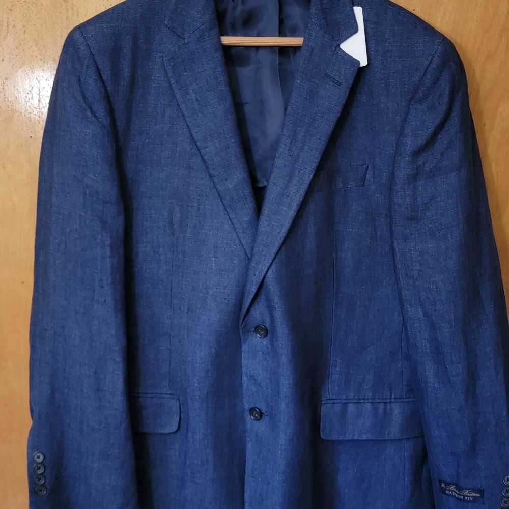 Brooks Brothers 44R 100% Linen Jacket Blue